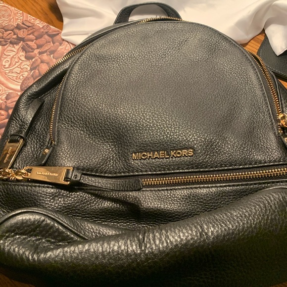 Michael Kors Black Backpack with gold Authentic main image 4